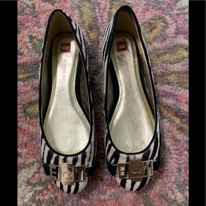 NWT Elaine Turner calf hair zebra ballet flats